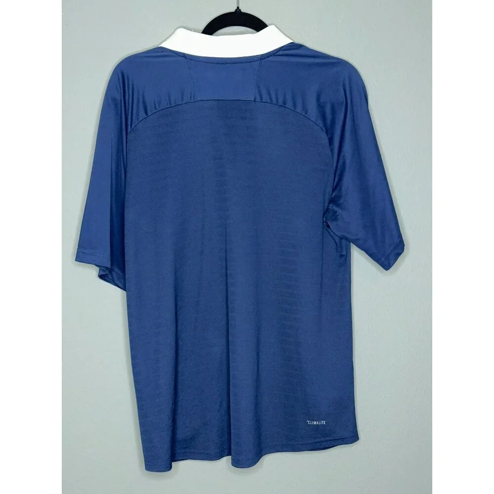 Rice University Adidas Men's Large Blue Collared Blue White Polo SS - Picture 2 of 9